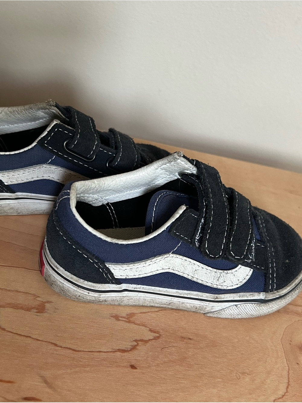 Vans Navy and White Kids Velcro Skate Sneakers